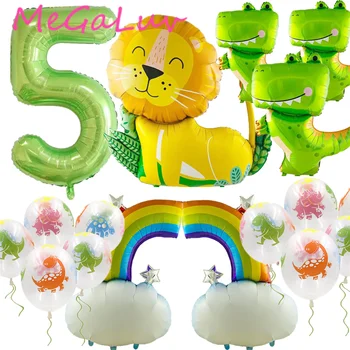 0-9 Número de Balões Folha em Pé de Dinossauro Verde Leão Balões Folha de Crianças de festas Decorações do Chuveiro de Bebê Precisa para Meninos