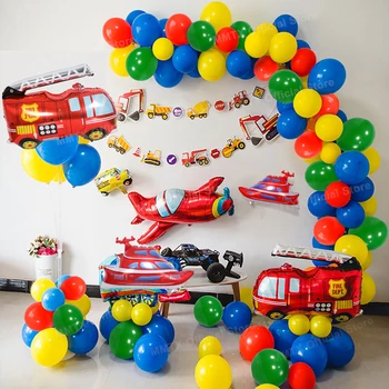1 2 3 4 Ano Menino de Aniversário, Balões Trator Festa de Aniversário, Decorações para Crianças Menino, chá de Bebê de Tráfego Carro de Bulldozer de Balão