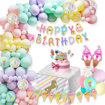 1 Ano de Aniversário da Menina Decoração de Aniversário de Crianças Decorações do Partido da Menina das Crianças do Chuveiro de Bebê Macaron Pastel de Balão Garland Arco Definido