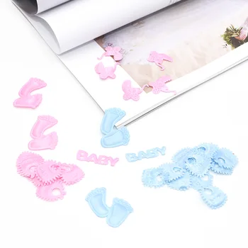 100pcs/lote do Chuveiro de Bebê Decoração de Mini Chupetas Pegada do Bebê de Forma Confete Azul cor-de-Rosa Polvilha Menino Menina do Chuveiro de Bebê Decoração