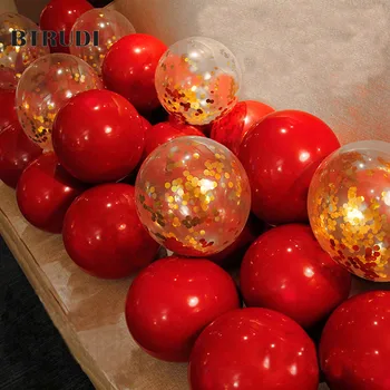 10Pcs Ouro vermelho Confete Balões de Festa de Aniversário, Decoração de Voar de Balão Metalizado de Ar da Bola de Aniversário Bola de Festa Decoração de Balão