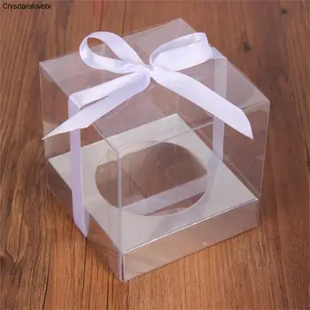 12/24/48pcs/monte atacado e varejo de pvc Transparente bolo caixa de cookie único cupcake caixa 9*9*9 cm