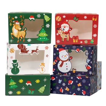 1pcs de Presente de Papel, Caixas de Presente de Natal Muffin Snacks Embalagem da Caixa de Papel de Natal do Boneco de neve, Papai Noel Caixa de Ano Novo Noel Navidad