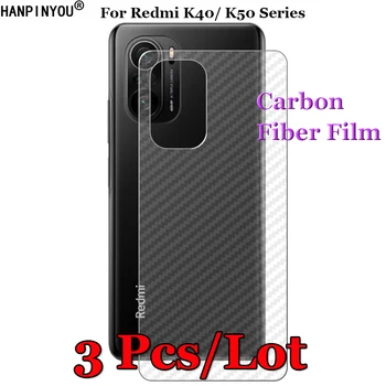 3 Pcs/Lote Para Xiaomi Redmi K50 K50i K40 Pro Plus Ultra de Jogos 3D antiderrapante Clara de Fibra de Carbono, um Filme de Volta Protetor de Tela Adesivo