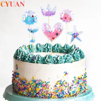3pcs Bling Fairy Cake Topper Confete Estrelas, o Amor Coroa Nuvem Estrela Brilhante Cupcake Toppers Sereia Festa de Aniversário de Casamento Decoração