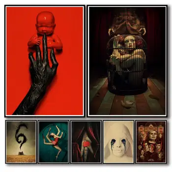 42 Projetos de programa de TV American Horror Story Kraftpaper Cartaz obras de Arte de Pintura Fantasia Adesivo de Parede para a Casa de Café Bar