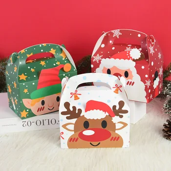 4pcs Feliz Natal Papel de embalagem de Presente Caixa de Cookies de Cozimento de Doces Caixa de Papai Noel Embalagem do Favor de Partido de Ano Novo Decorting Suprimentos
