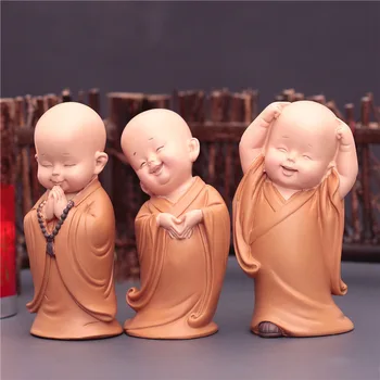 Bonito Pequeno Monge Estado De Figuras De Religião De Buda Artesanato De Resina Secretária Miniaturas Enfeites De Acessórios De Decoração De Casa De Carro Da Decoração