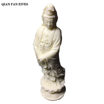 Branco Chinês Guanyin Estátua，Mão carved, a arte Moderna escultura, a casa High-end de decoração, enfeites, o Feng shui estatueta