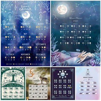 Calendário Lunar Com Lua Fases De 2023 Arte De Parede De Lona Da Pintura Ciclo Lunar Do Calendário Gráfico De Arte Do Cartaz E Imprimir A Decoração Home