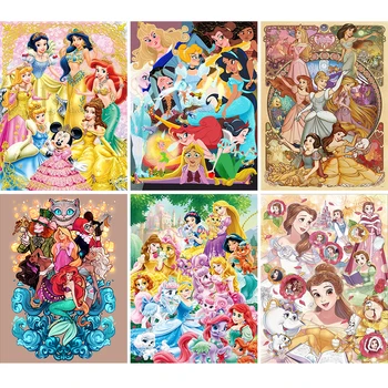 Diamante Pintura de Princesa da Disney Presente das Crianças Quadrado Redondo 5D DIY Bordado Paisagem em Mosaico de pedra de Strass de imagens de Decoração de Casa