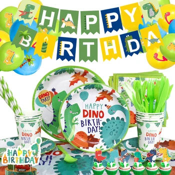 Dinossauro Festa De Aniversário De Dinossauro Balões Feliz Aniversário Cia Talheres Descartáveis Chá De Bebê De Crianças De Festa Decoração De Suprimentos