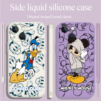 Dos desenhos animados do Mickey Mouse da Disney Para o iPhone da Apple 14 13 12 mini XR XS SE 11 8 7 Pro Max Líquido de Telefone de Silicone Macio da Tampa da caixa