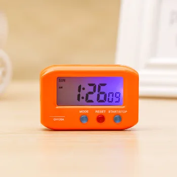 Eletrônico Mini Relógio Despertador, com Calendário, Cronômetro, Soneca e Função de luz de fundo do LCD Digital Home Viagens de Carro, Relógio Despertador