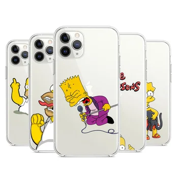 Engraçado Os Simpsons Caso de Telefone Para o iPhone da Apple 14 13 12 11 SE XR XS X 7 8 mini Plus Pro MAX 2020 Tampa Transparente 