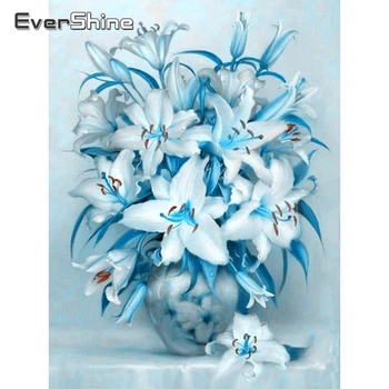 Evershine 5D Diamante Pintura de Flores Cheio de Broca de Diamante Mosaico de Ponto Cruz Floral Azul Lindo Bordado de Diamante de Cristal