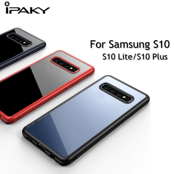 IPAKY Origem Para Samsung Galaxy S10 Caso de Silicone TPU de Acrílico Transparente para Samsung S10 plus, Galaxy S10 Lite Tampa Coque