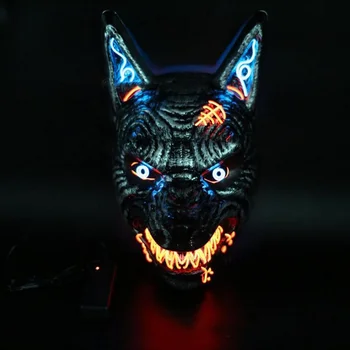 Lobo Máscara Assustador Animal do DIODO emissor de Luz Até Máscara para Homens Mulheres Festival de Cosplay Traje de Halloween, Festas de Máscaras para o Carnaval