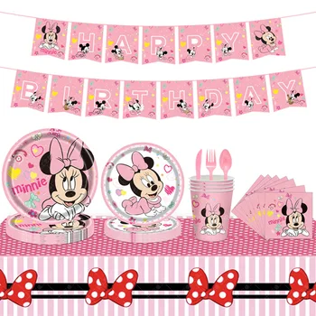 Minnie Mouse fontes do Partido de Minnie Mouse Festa de Talheres Descartáveis Copa Placa para a Menina de Festa de Aniversário, chá de Bebê de Suprimentos