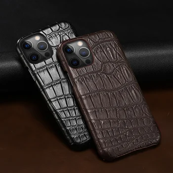 Natural do Couro de Crocodilo Matt Caso de Telefone para o iPhone 13 Pro Max Mini-12 11 12 Pro Max XS Max XR SE 3 2022 SE de 2020 Capa Luxo