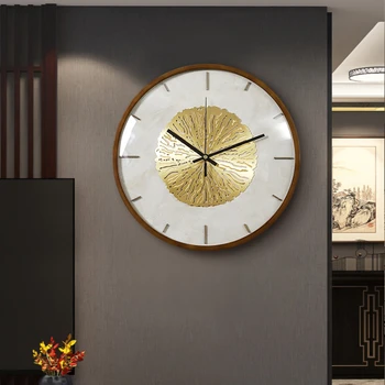 Novo Chinês nogueira luz de luxo, sala de estar, relógio de parede atmosférica casa de moda relógio moderno relógio de parede criativo