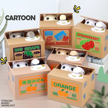 Panda Caixa de Moeda Crianças de Dinheiro do Banco Automatizado Gato Ladrão de Dinheiro de Caixas de Brinquedo Presente para Crianças de Moeda Porquinho de Economia de Dinheiro de Caixa