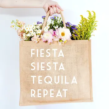 Personalizado Fiesta Siesta Tequila Repita a Festa de casamento de Praia, As Sacolas Personalizadas qualquer texto de Casamento Dosadores de Dama de honra, saco do presente