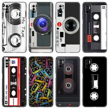 Retro Vintage Câmara Cassete Caso De Telefone Xiaomi Redmi Nota 7 8 8 9 9 10 10 10T 11 11 4G 11E 11T Pro 5G Macia Capa Preta