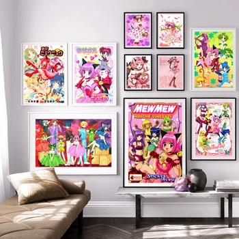 Tokyo Mew Mew Cartaz Anime Arte De Parede Decorativo De Lona Imprime Imagem Para Sala De Estar, Quarto, Casa, Decoração Pintura