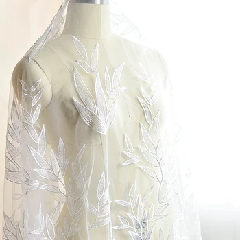 1 metros/pack folha de Bambu bordado de renda, de fada, a saia de tecido de malha véu do casamento de diy, roupas feitas à mão os materiais de decoração
