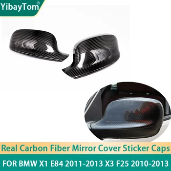 1 par Real de Fibra de Carbono Lado do Espelho capas Adesivo Add-on Para o BMW X1 E84 para o período de 2011-2013 X3 F25 2010-2013 acessórios