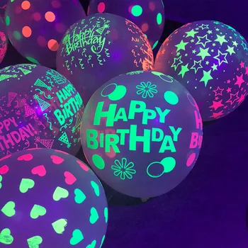 10-30pcs Neon Luminoso Balões UV Blacklight Reativo Látex Balão Crianças Felizes Festa de Aniversário, Decoração de Casamento Fluorescente Balões