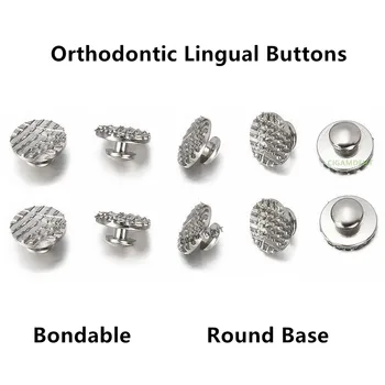 100Pcs Dentário Ortodôntico Lingual Botões Bondable Base Redonda de Malha de Aço Inoxidável Ortho Suporte de Chaves
