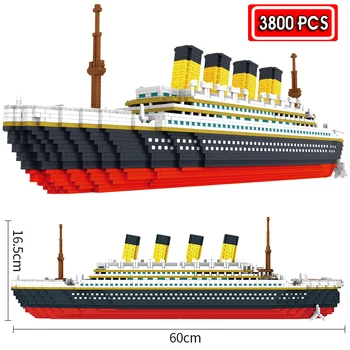 1040+pcs Titanic 3D Navio de Cruzeiro de Barco Modelo de Construção de Kits de Grande DIY Blocos de Diamante Micro Tijolos de Brinquedo Educativo Filme