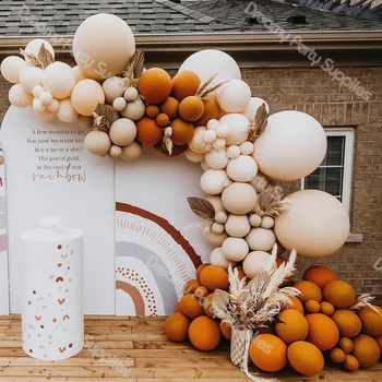 104pcs Arco de Balões Decoração de Casamento Duplo de Laranja Creme de Pêssego Balão Grinalda de Noiva Para Ser Festa de Aniversário de Decoração de Suprimentos