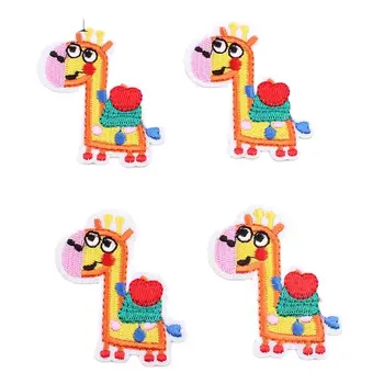 10pcs/lot Cartoon Girafa Patch de Ferro Sobre o Bordado Bonito Animal Adesivos para Crianças do Bebê do Vestuário de DIY de Costura de Apliques de Acessórios
