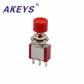 10PCS PS-102/PS-202 Pequeno boné vermelho rodada do interruptor do botão avançando auto-botão de reset switch 3/6Pin DS-612-T004