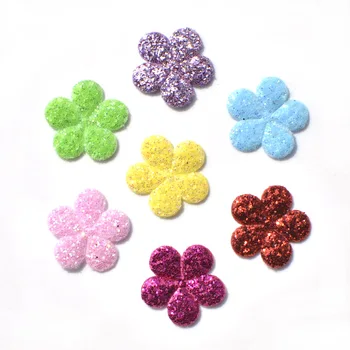 120Pcs Misto de Glitter Tecido de Manchas de Flores de Feltro Applique para Artesanato/Roupa de DIY Scrapbooking Acessor K15