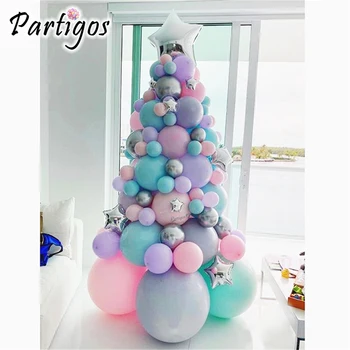 151pcs/set Macaron cor-de-Rosa Púrpura do balão garland pilar de Natal balão árvore de Natal decorações do partido 18inch pentagrama globos
