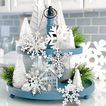 1Pack Plástico flocos de Neve Multi Tipo Artificial flocos de Neve Para o Natal, Decoração de Árvore de Natal Pendurando os Pendentes de Decorações