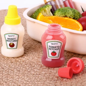 1pc 25 ML Mini Tomate Frasco de Ketchup Mostarda de Mel Portátil Pequeno Contêiner de Molho de Salada Recipiente Despensa Contentores