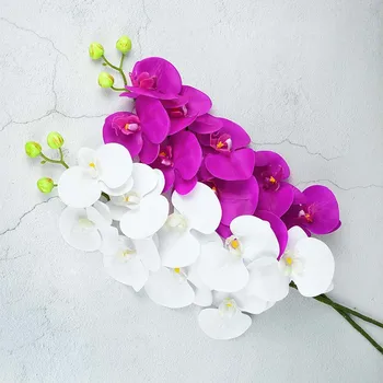 1pc 9heads 100cm Artificiais de Orquídeas, Flores Borboleta Phalaenopsis Toque Real de Orquídeas de Casamento Festival Home Falso Decoração de Flores