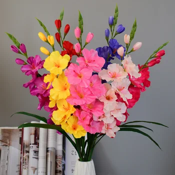 1Pc Gladiolus Artificiais de Seda Flores de Orquídeas Falso de Flores para a Festa de Casamento em Casa a Decoração do Festival Tabela Arranjo de Flor