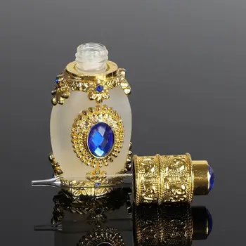 1PC Vintage Metal Frasco de Perfume em Estilo Árabe Óleos Essenciais Frasco conta-Gotas Recipiente Médio Oriente Capina Decoração Presente