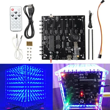 1Set 8x8x8 LED 3D Cubo de Luz Praça LED Azul Eletrônica DIY Kit de ferramentas de Presente
