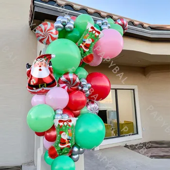 1Set Papai Noel Meias de Natal da Folha de Balões DIY de Natal Festa de Balões, de Arco de Garland Kit Festa de Ano Novo Decoração de Suprimentos