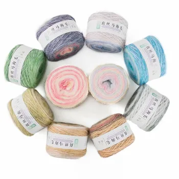 200g 2Ball Suave Gradiente de Cor Mohair Fios DIY linha de Crochê de Lã Misturada de Fios Para tricotar Blusas Mão Cachecol, Xale Cobertor