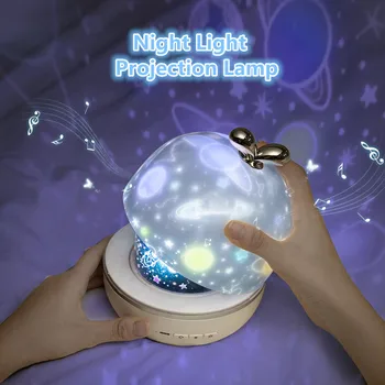 2020 Universo Céu Estrelado da Noite Projeção de Luz USB Exigível Música Rodar a Lâmpada de LED Colorido Piscando Estrelas Dom Crianças