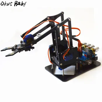 2021 Nova Marca DIY Acrílico braço robótico do robô garra arduino kit 4DOF brinquedos Mecânicos garra do Manipulador de DIY Para Crianças de Presente