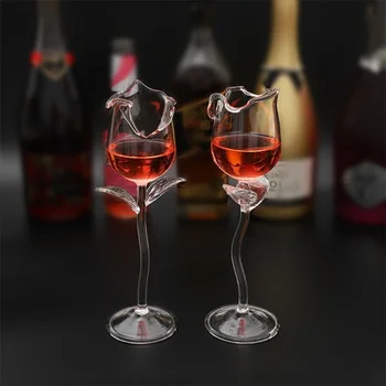 2021 Romântica Fantasia de Vinho tinto Copo de Vinho Cocktail de Vidro de 100ml Flor de Rosa em Forma de Vinho de Vidro, Copo de Vidro Copos de Shot Conjunto